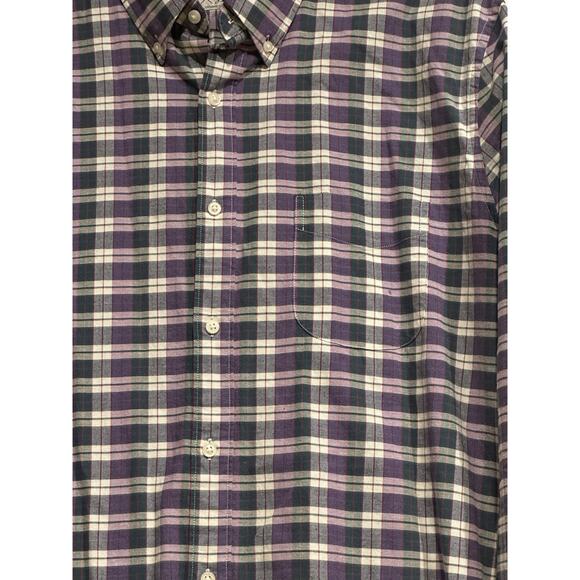 J.Crew Oxford Slim Men's Purple/Green Plaid Long Sleeve Button-Down XLarge - Picture 2 of 6